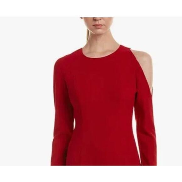 Black Halo NWT Covina Bonfire Red Single Cold Shoulder Sheath Dress Sz 14 XL - Picture 4 of 13